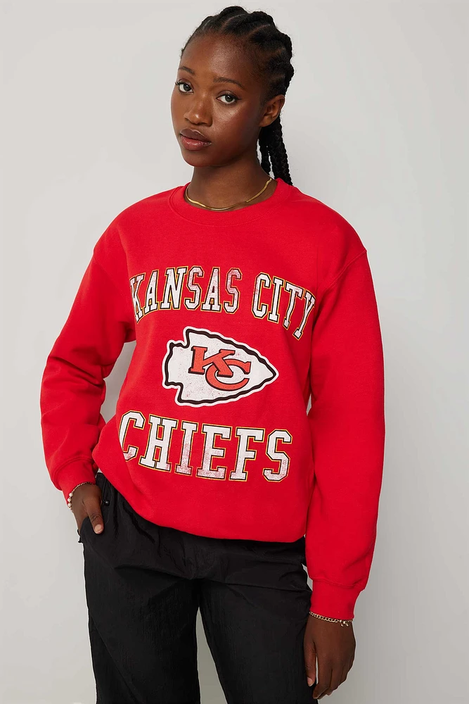 Ardene CHIEFS Sweatshirt in Red | Size | Polyester/Cotton | Fleece-Lined