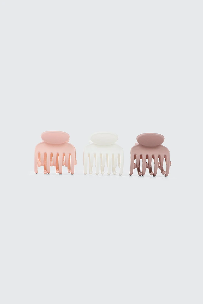 Ardene 3-Pack of Mini Hair Claws in Light Pink