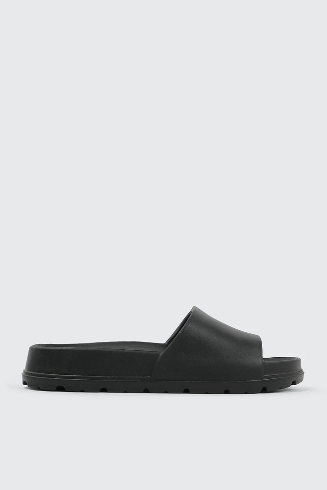 Ardene Chunky Sole Slides in Black | Size