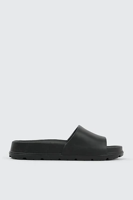 Ardene Chunky Sole Slides in Black | Size