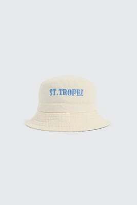 Ardene Saint Tropez Bucket Hat in White | 100% Cotton