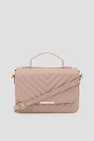 Ardene Chevron Quilted Crossbody Bag in Blush | Faux Leather/Polyester