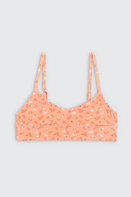 Ardene Kids Ditsy Floral Swim Top in Orange | Size | Polyester/Nylon/Spandex