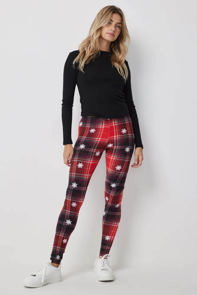 Ardene Printed Leggings with Pockets in Black, Size, Polyester/Spandex
