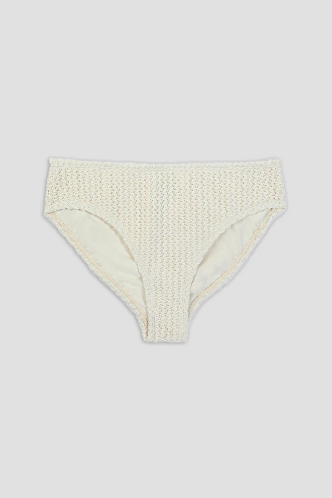 Ardene Crochet Swim Bottom in White | Size | Polyester/Elastane | Microfiber