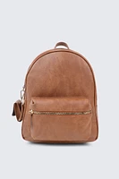 Ardene Backpack with Coin Purse in Cognac | Faux Leather/Polyester