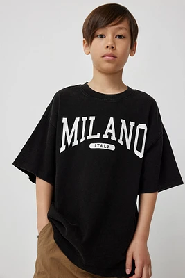 Ardene Kids Milano Oversized T-Shirt in Black | Size | 100% Cotton