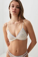Ardene Lace Triangle Bralette in White | Size | Nylon/Elastane