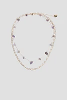 Ardene 2-Row Necklace with Purple Stones in Gold