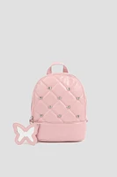 Ardene Kids Studded Backpack with Mirror in Light Pink | Faux Leather