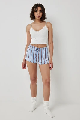 Ardene Printed Satin PJ Shorts in Light Blue | Size | Polyester/Spandex | Eco-Conscious