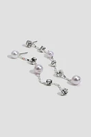 Ardene Gemstone & Pearl Drop Earrings in Silver | Stainless Steel