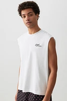 Ardene Man Boxy Graphic Muscle Tank Top For Men in White | Size | 100% Cotton