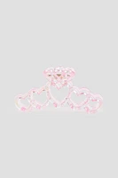 Ardene Iridescent Heart Cutout Hair Claw in Light Pink