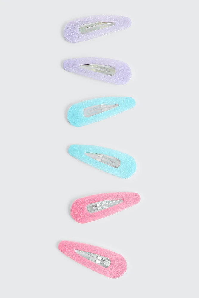 Ardene Kids 6-Pack of Colorful Hair Clips in Lilac