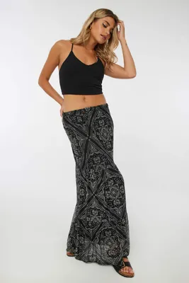 Ardene Printed Maxi Tiered Skirt in | Size | Polyester/Spandex