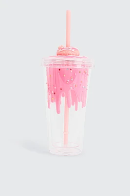 Ardene Kids Donut Tumbler in Medium Pink