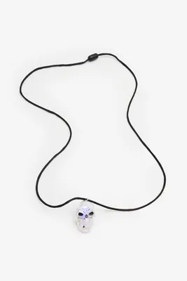 Ardene Light-Up Skull Necklace in White