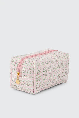 Ardene Floral Print Makeup Bag in Light Pink | 100% Cotton