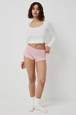Ardene Super Soft PJ Shorties in Light Pink | Size | Polyester/Spandex | Eco-Conscious