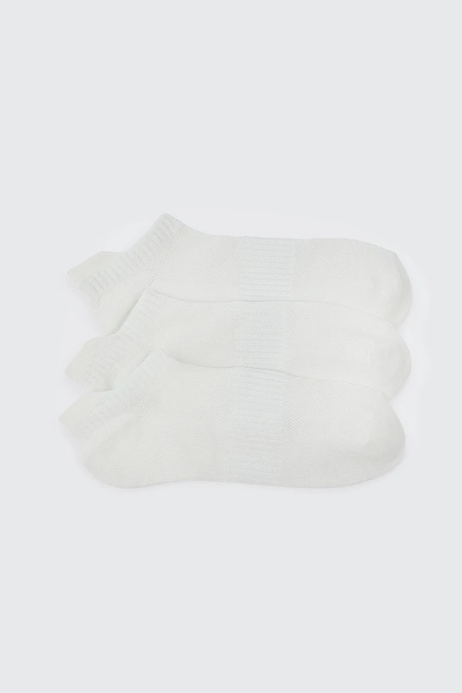 Ardene 3-Pack Athletic Demi Crew Socks in White | Polyester/Spandex