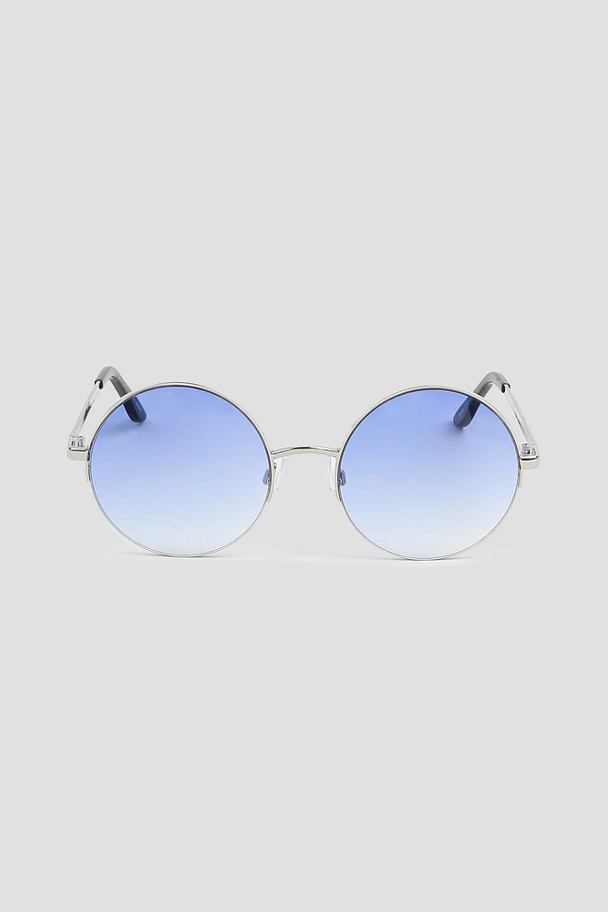 Ardene Metal Round Sunglasses in Light Blue