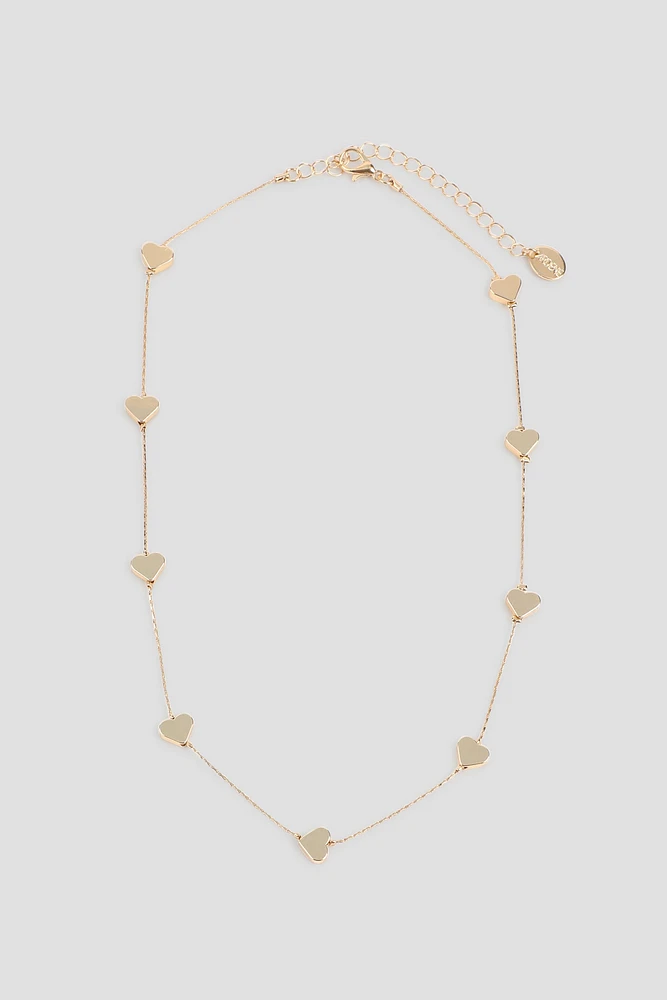 Ardene All Around Mini Metallic Heart Necklace in Gold