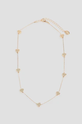 Ardene All Around Mini Metallic Heart Necklace in Gold