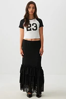 Ardene Lace Tiered Midi Skirt in | Size | Nylon/Spandex
