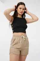 Ardene Twill Dolphin Shorts in Beige | Size | Rayon