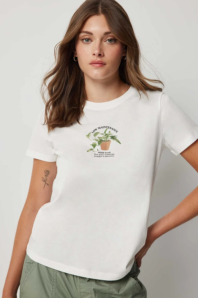 Ardene Classic Graphic T-Shirt in White | Size | Cotton | Eco-Conscious