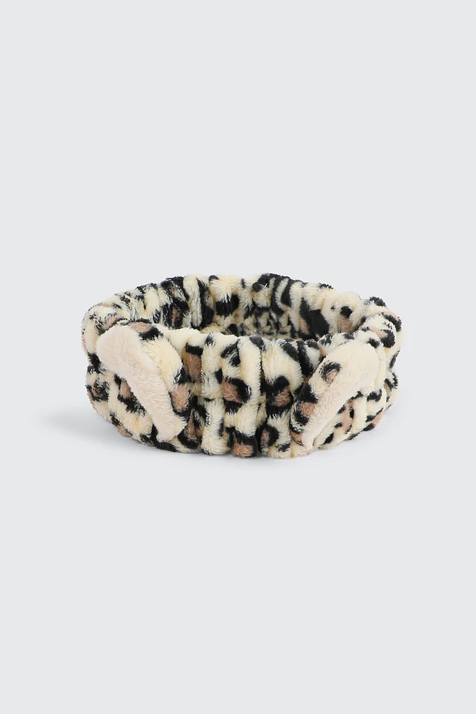 Ardene Spa Headband with Leopard Ears in Beige