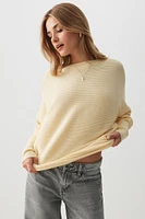 Ardene Horizontal Rib Dolman Sweater in Light Yellow | Size | Polyester/Rayon/Nylon