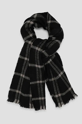 Ardene Plaid Scarf in Black | 100% Acrylic