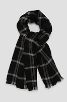 Ardene Plaid Scarf in Black | 100% Acrylic