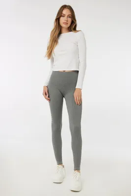 Ardene Soft inside Cable Leggings in Grey | Size Small | Polyester/Spandex