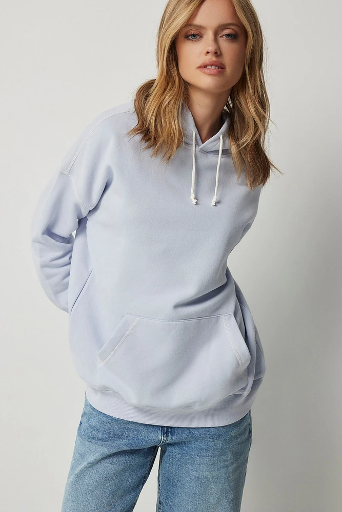 Ardene Exposed Seam Hoodie in Light Blue | Size | Polyester/Cotton | Fleece-Lined