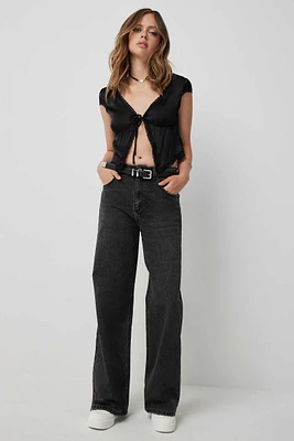 Ardene Mid Rise Wide Leg Jeans in | Size | Polyester/Rayon/Cotton