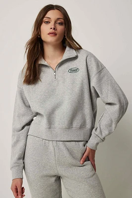 Ardene Half-Zip Mock Neck Sweatshirt in | Size | Polyester/Cotton | Fleece-Lined