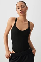 Ardene Seamless V-Neck Bodysuit in Ash Black | Size | Polyester/Nylon/Elastane | Eco-Conscious