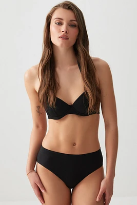 Ardene Retro High Waist Bikini Bottom in | Size | Polyester/Nylon/Spandex | Microfiber