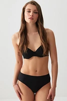 Ardene Retro High Waist Bikini Bottom in | Size | Polyester/Nylon/Spandex | Microfiber