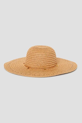 Ardene Coin Charm Straw Hat in Beige