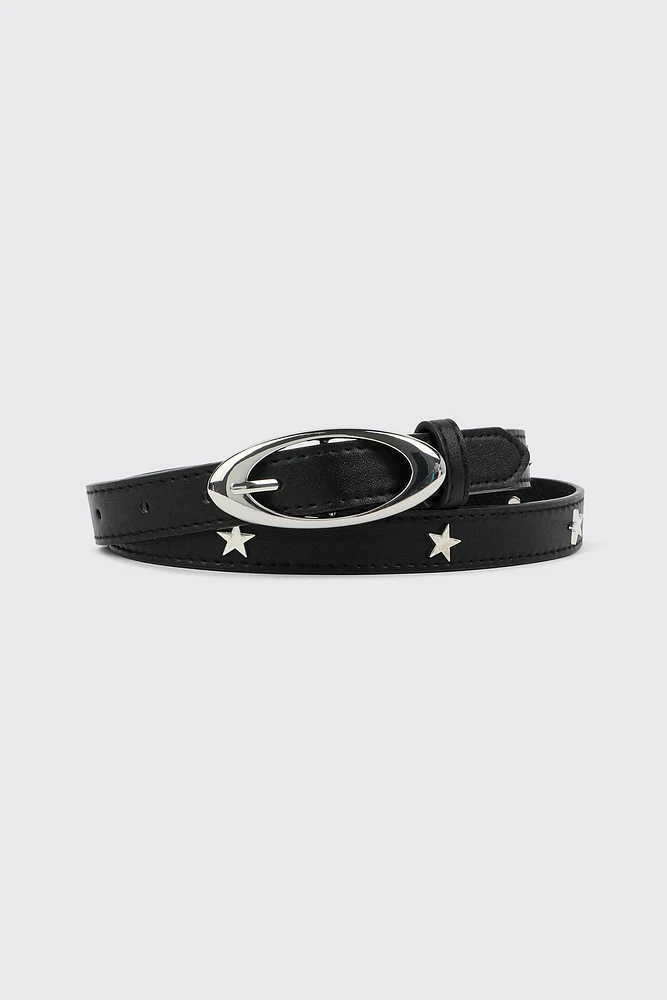 Ardene Star Studded Belt in Black | Size | Faux Leather