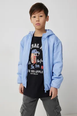Ardene Kids Lightweight Hooded Jacket in Light Blue | Size | Polyester