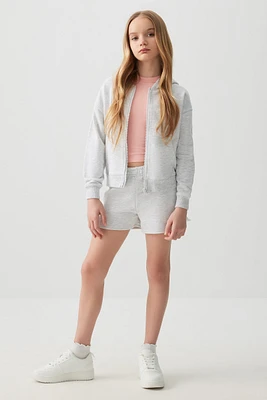 Ardene Kids French Terry Dolphin Shorts in Light Grey | Size | Polyester/Cotton | Eco-Conscious