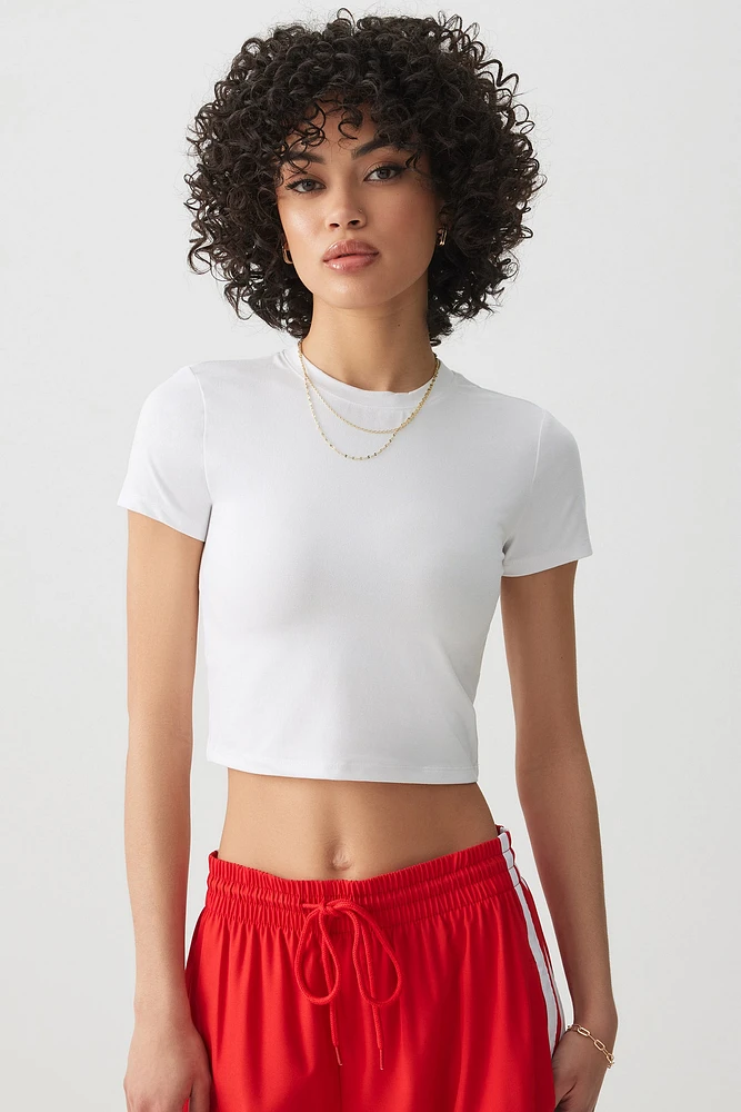 Ardene Super Soft Ultra Crop Fitted T-Shirt in | Size | Polyester/Elastane