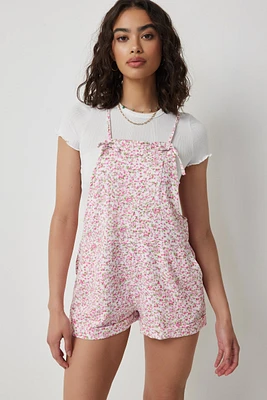 Ardene Ditsy Floral Shortall in Light Pink | Size | Polyester