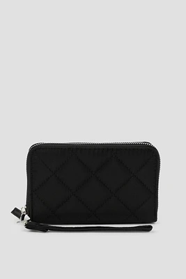 Ardene Topstiched Nylon Accordion Wallet in Black | 100% Recycled Polyester | Eco-Conscious