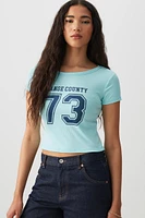 Ardene Fitted Graphic T-Shirt in Light | Size | Polyester/Elastane | Eco-Conscious